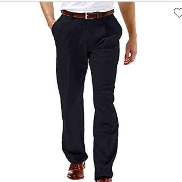 Haggar Cool 18 Performance Black Dress Pants Men's Pleated sz 32W 30L NWT - Picture 1 of 12